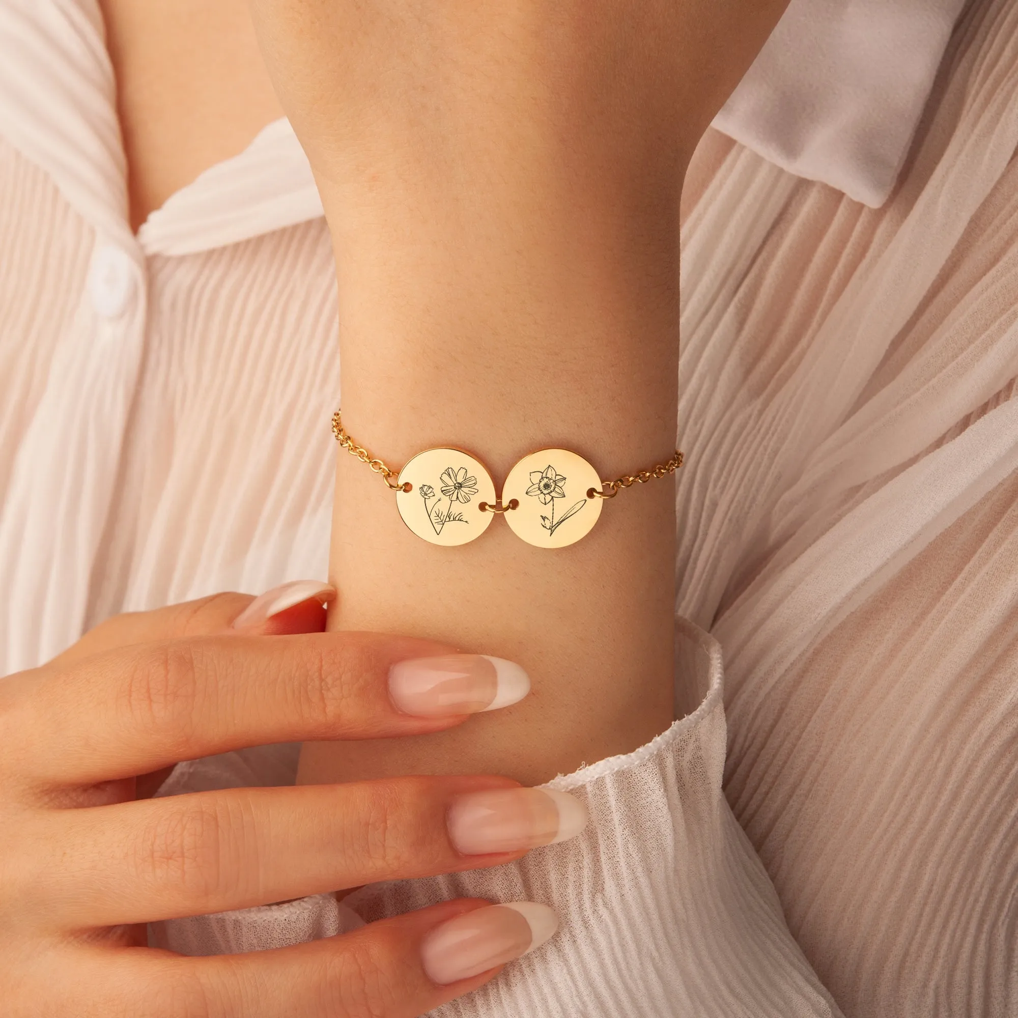 Personalized Flower Charm Bracelet sold by Anavia