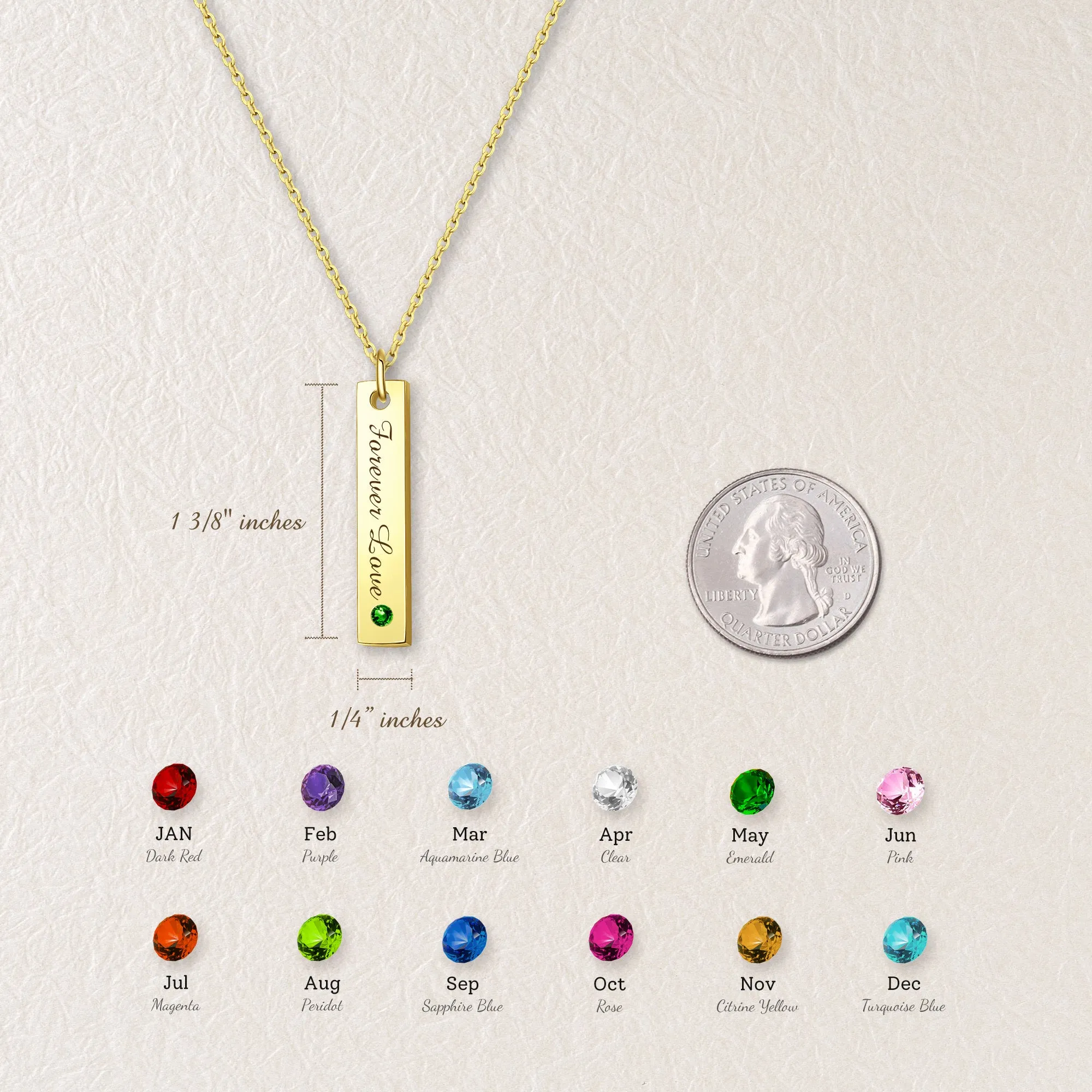 Custom Vertical Bar Birthstone Necklace sold by Anavia product image thumbnail 3