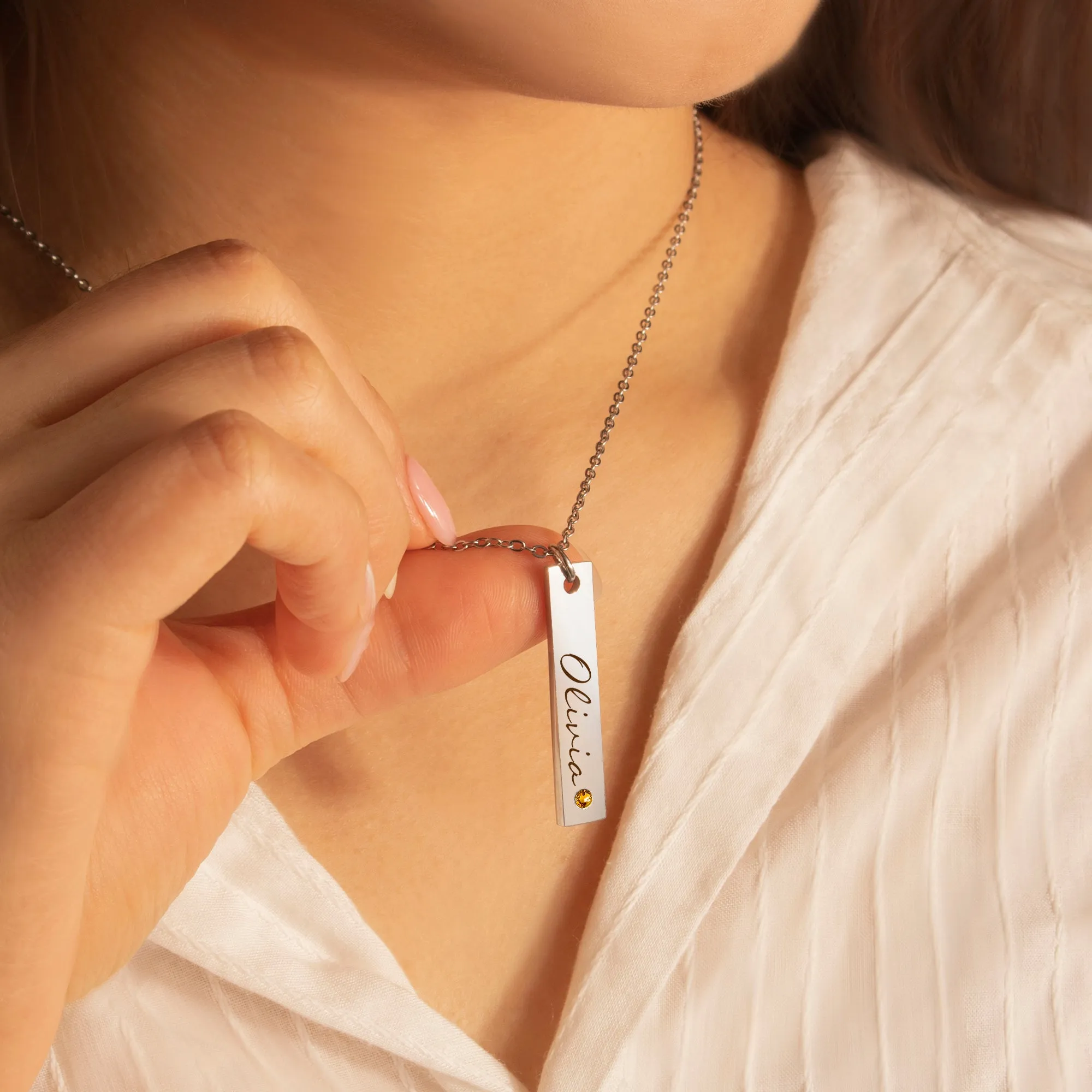Custom Vertical Bar Birthstone Necklace sold by Anavia product image thumbnail 2