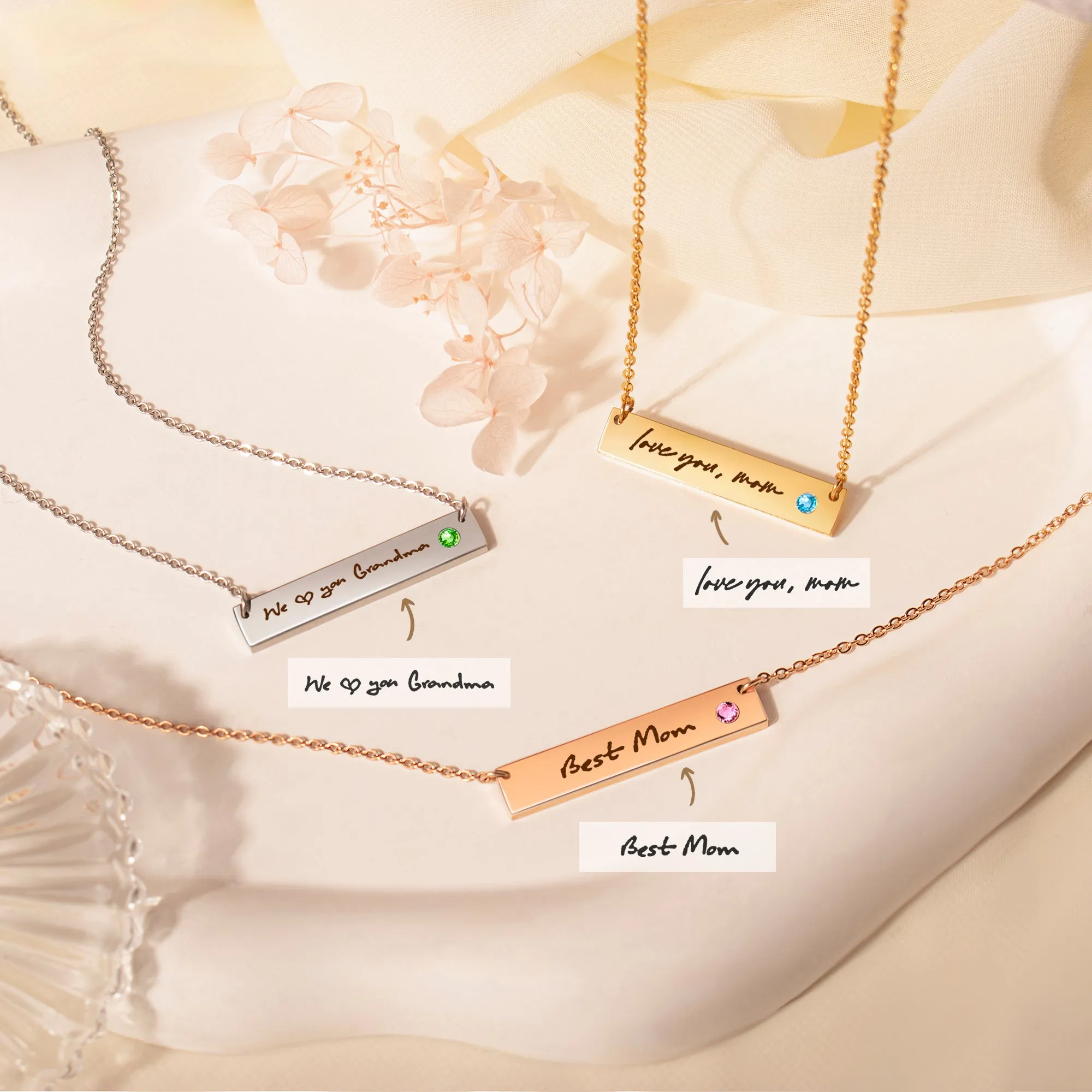 Birthstone Bar Handwriting Necklace sold by Anavia