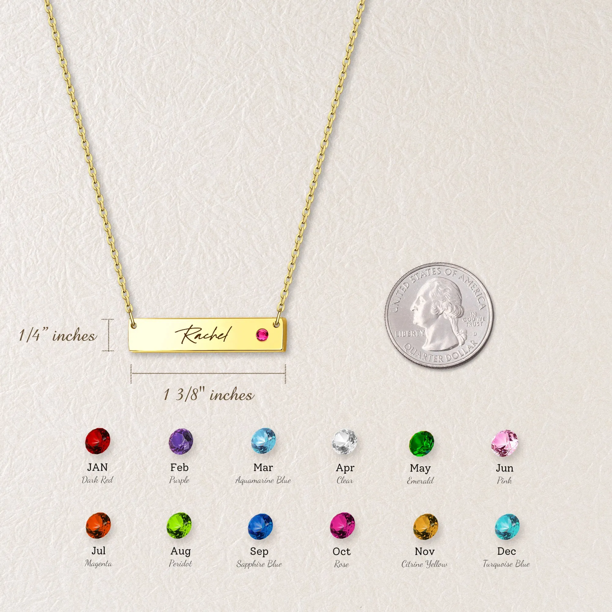 Birthstone Bar Handwriting Necklace sold by Anavia product image thumbnail 3