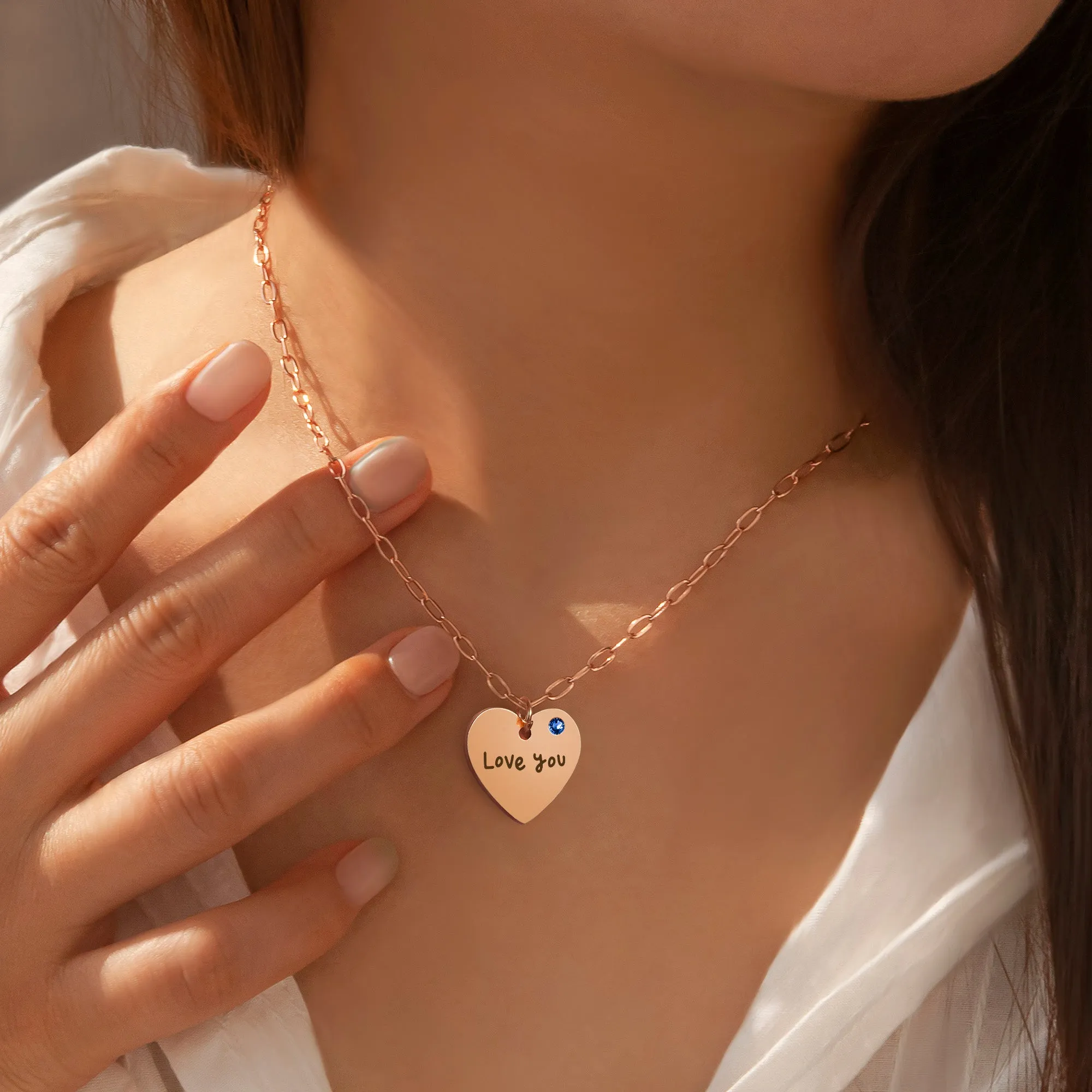 Custom Handwriting Birthstone Heart Necklace sold by Anavia product image thumbnail 2