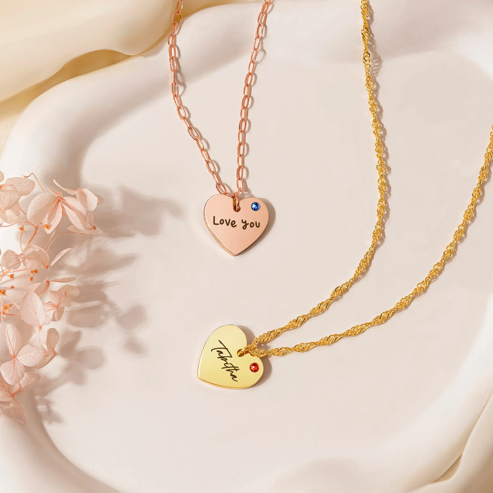 Custom Handwriting Birthstone Heart Necklace sold by Anavia product image thumbnail 5