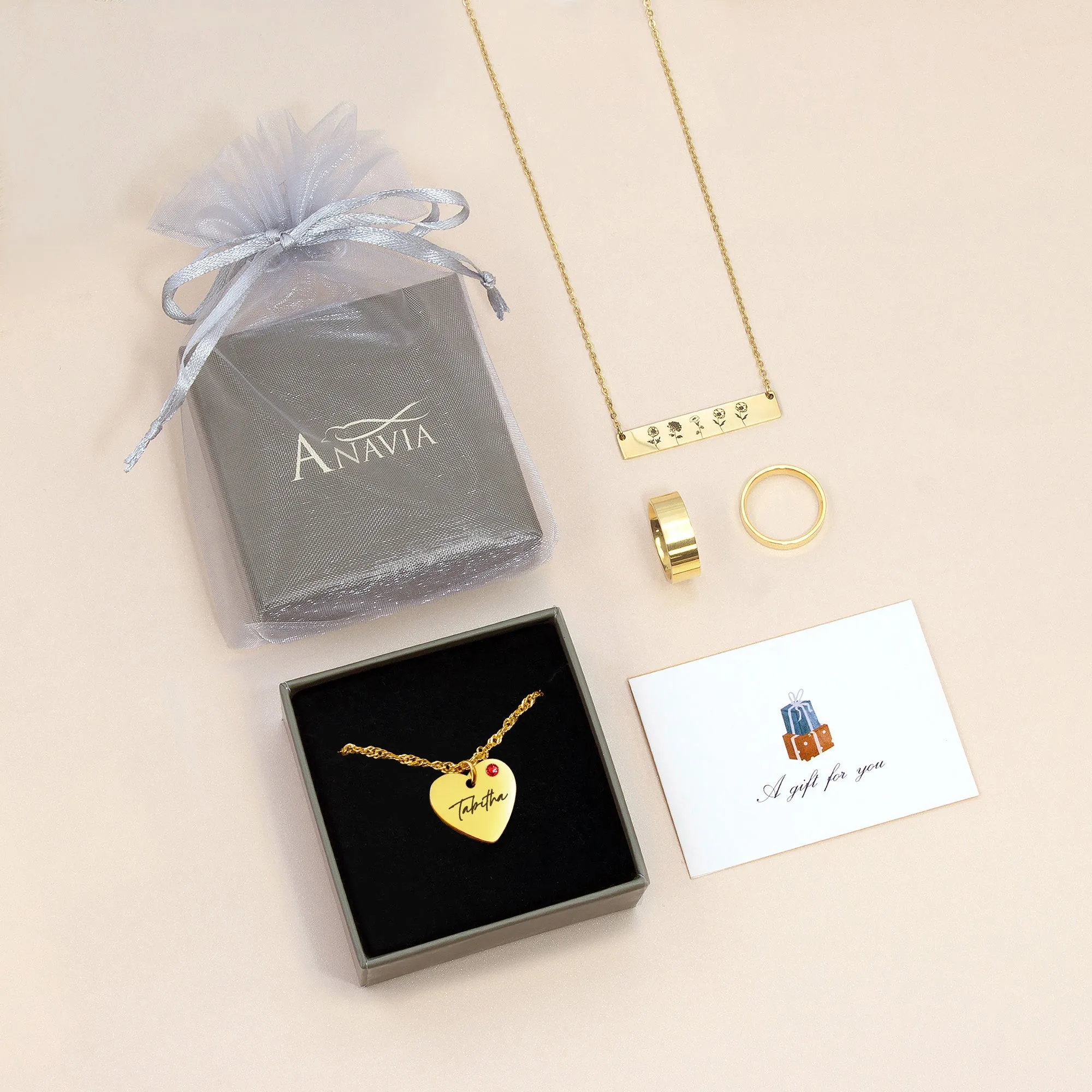 Custom Handwriting Birthstone Heart Necklace sold by Anavia product image thumbnail 4