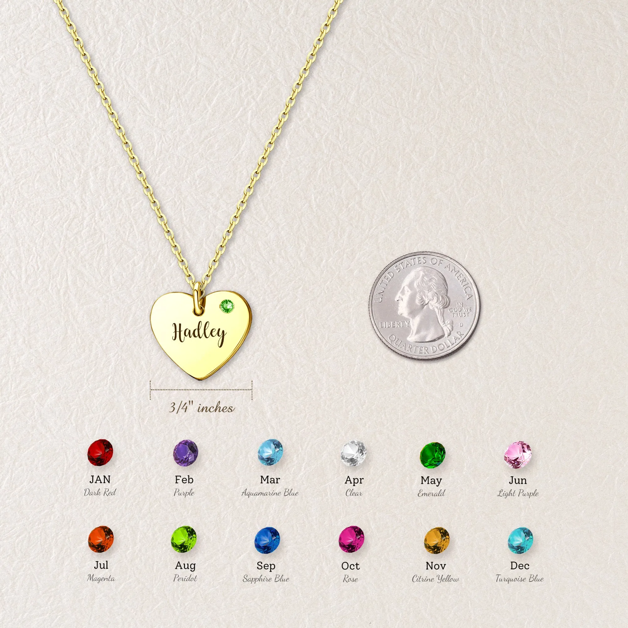 Personalized Birthstone Heart Necklace sold by Anavia product image thumbnail 5