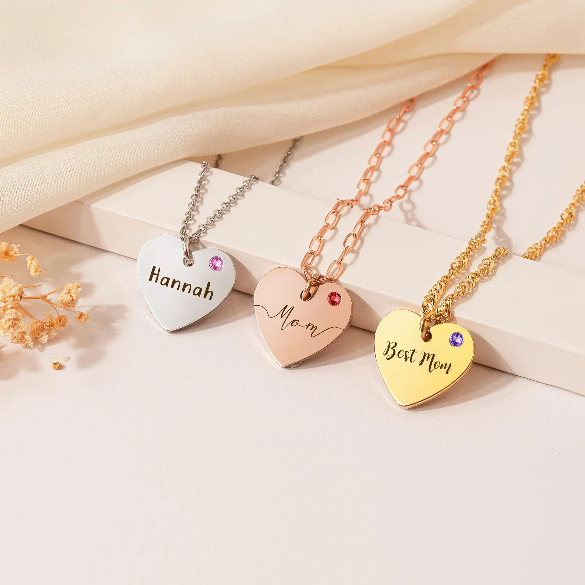 Personalized Birthstone Heart Necklace sold by Anavia product image thumbnail 2