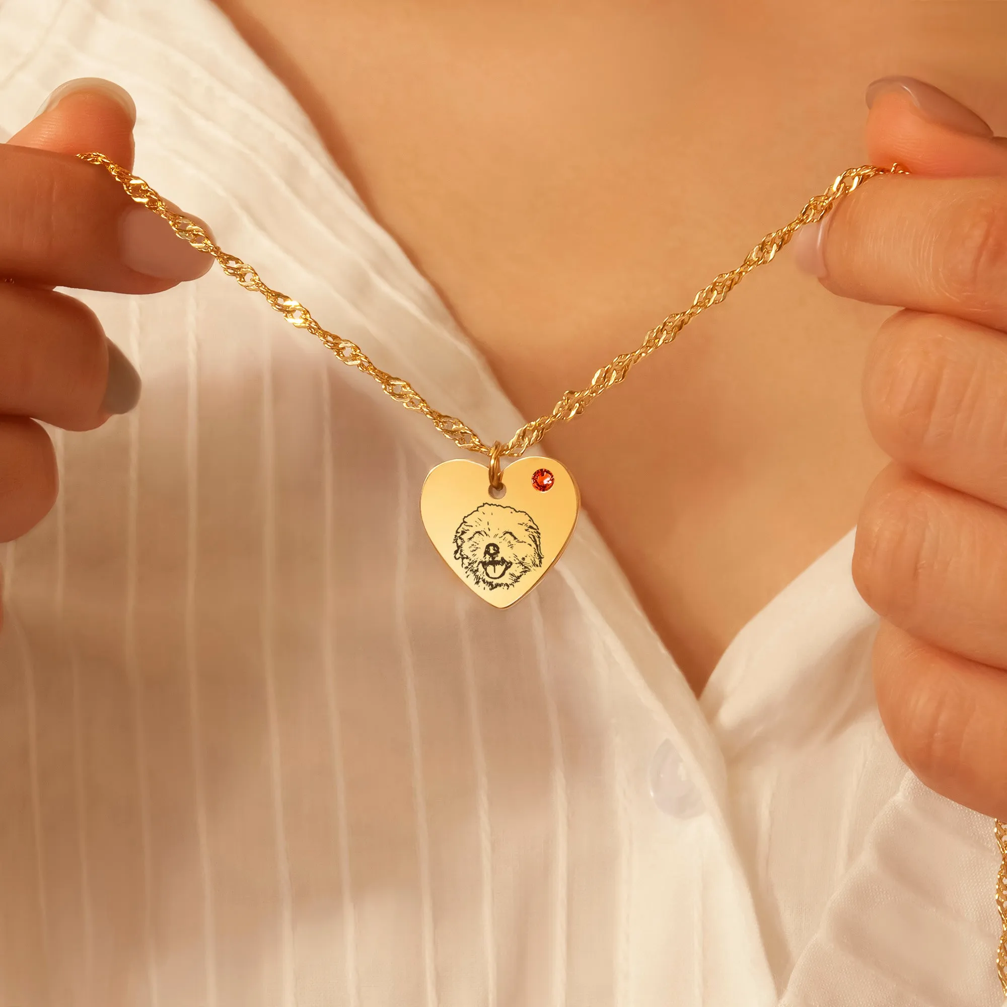 Pet Portrait Birthstone Heart Necklace sold by Anavia product image thumbnail 5