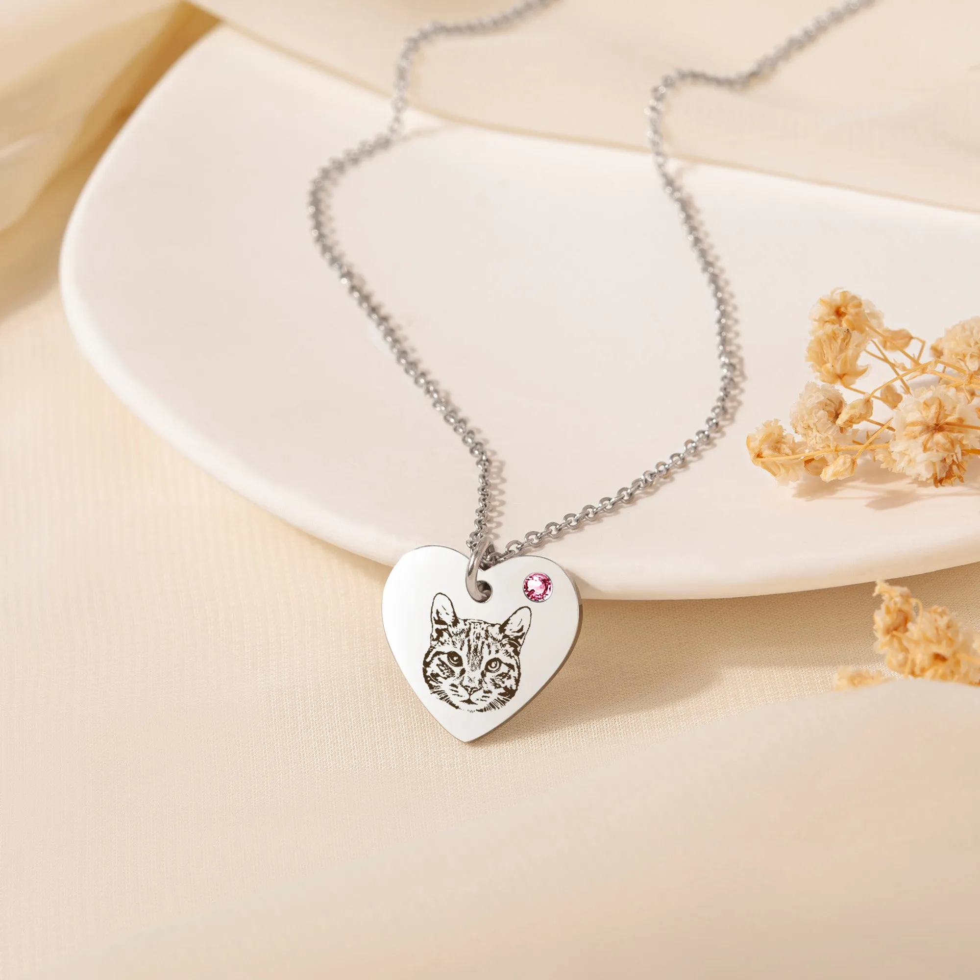 Pet Portrait Birthstone Heart Necklace sold by Anavia product image thumbnail 3