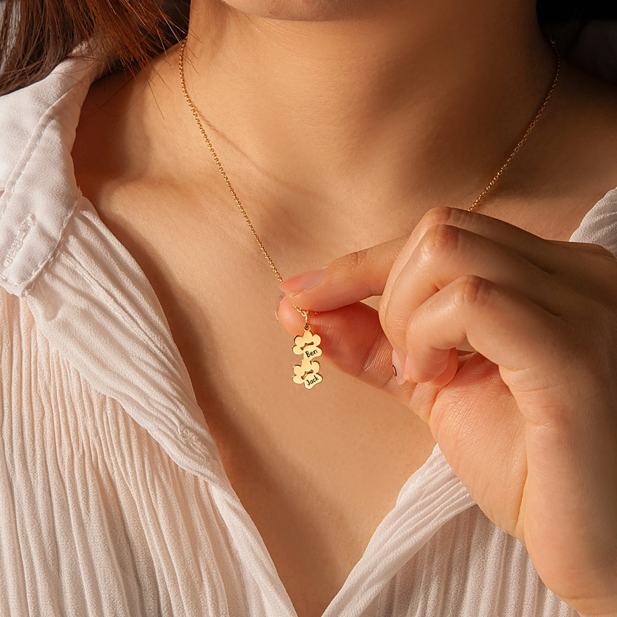 Vertical Paw Print Name Necklace sold by Anavia product image thumbnail 2