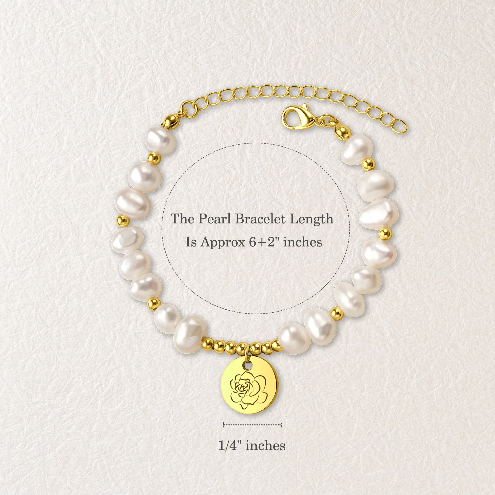 Personalized Birth Flower Charm Pearl Bracelet sold by Anavia product image thumbnail 3
