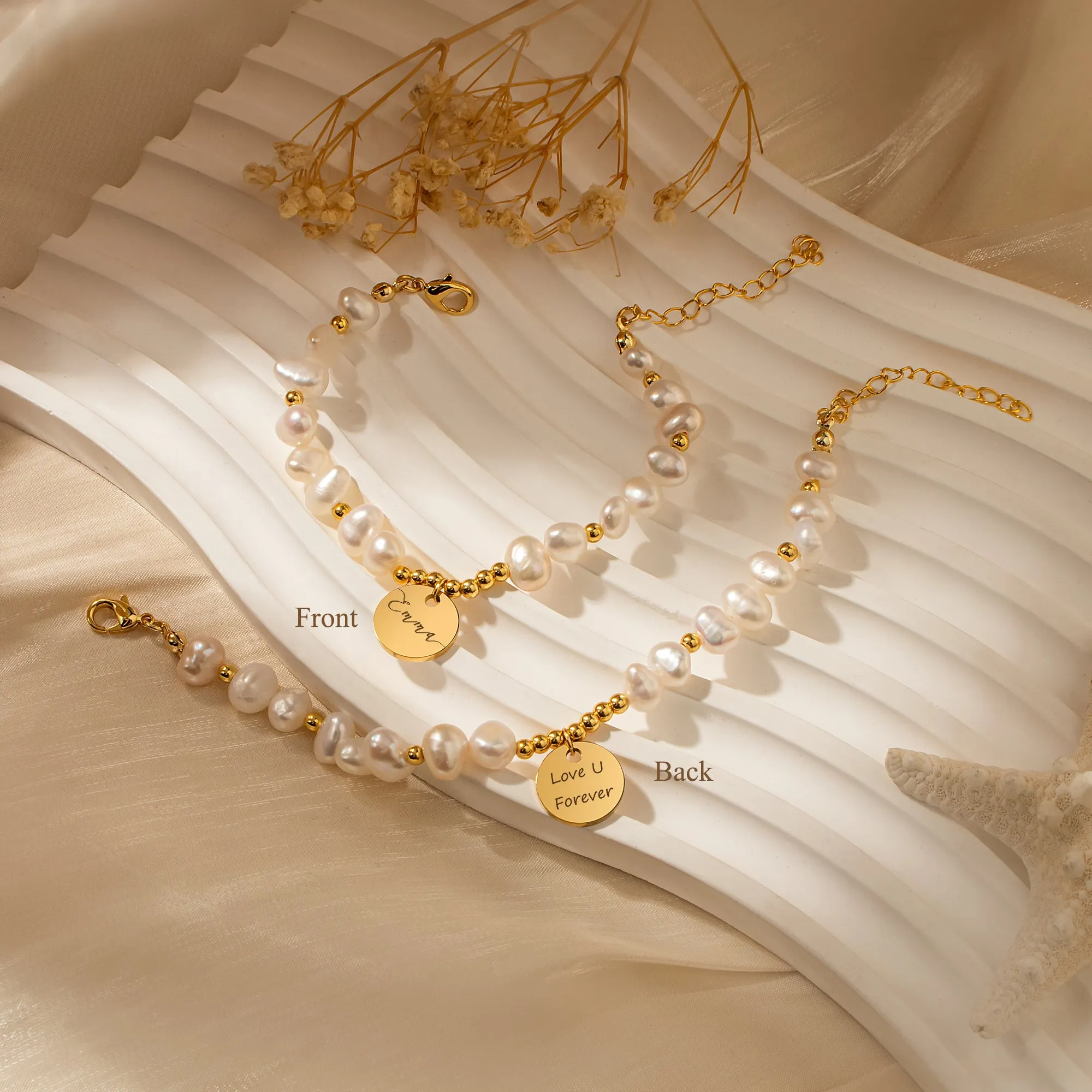 Personalized Round Pearl Bracelet sold by Anavia product image thumbnail 2