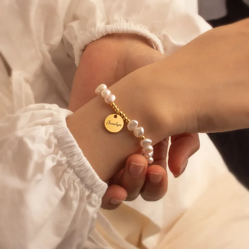 Personalized Round Pearl Bracelet sold by Anavia