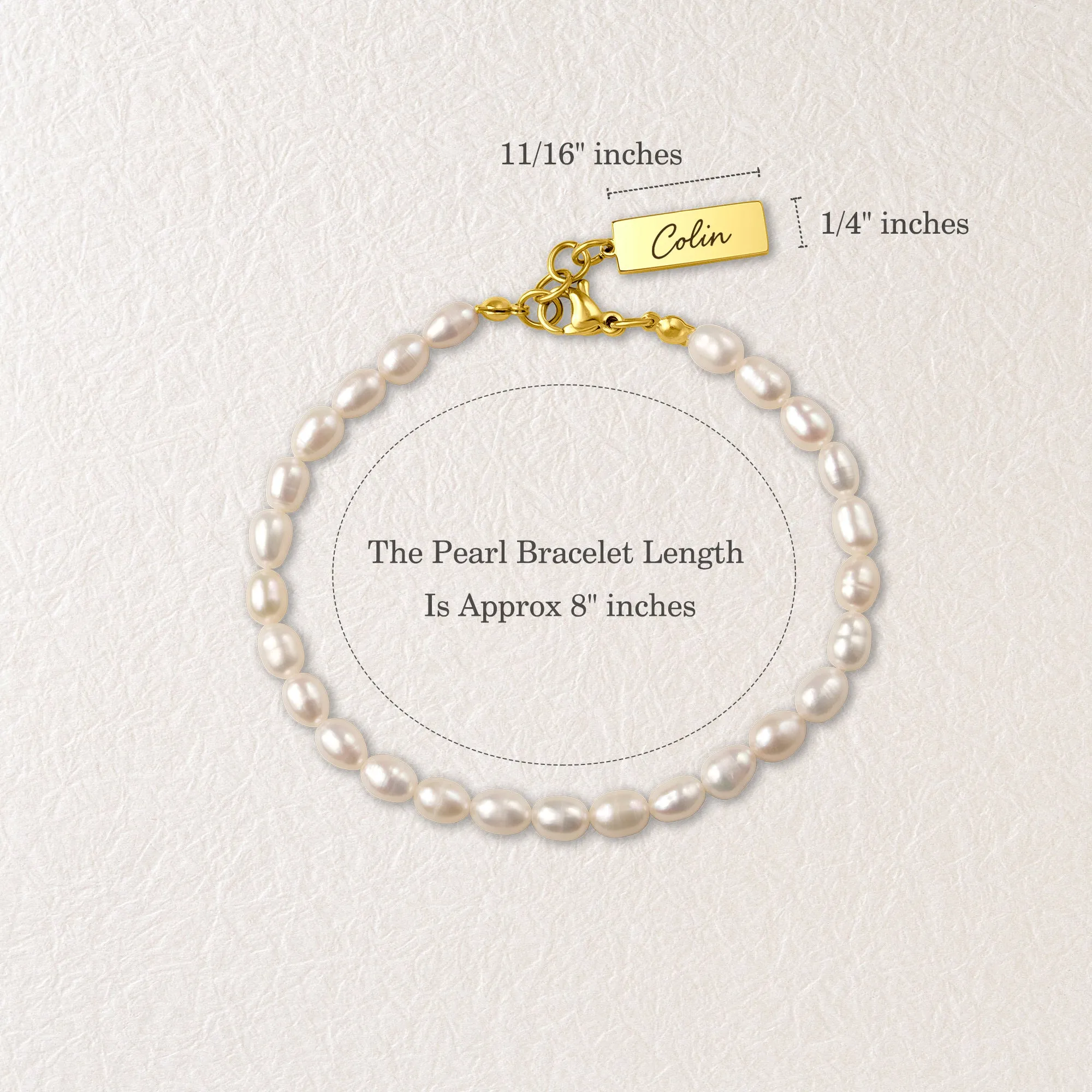 Personalized Square Charm Pearl Bracelet sold by Anavia product image thumbnail 3