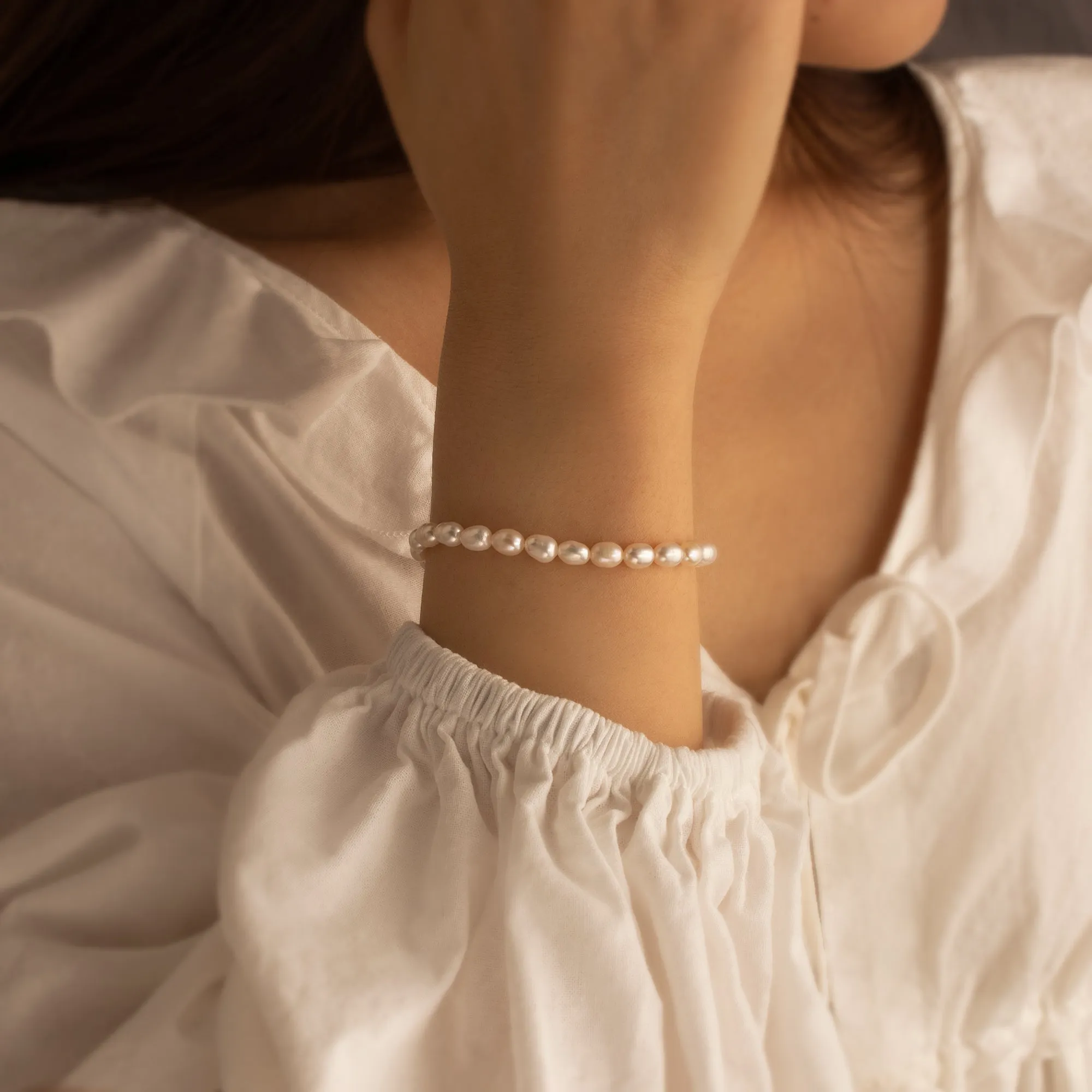 Personalized Square Charm Pearl Bracelet sold by Anavia product image thumbnail 5