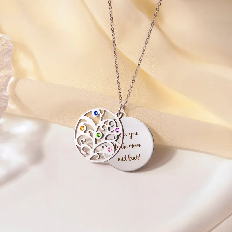Custom Birthstone Tree of Life Necklace sold by Anavia