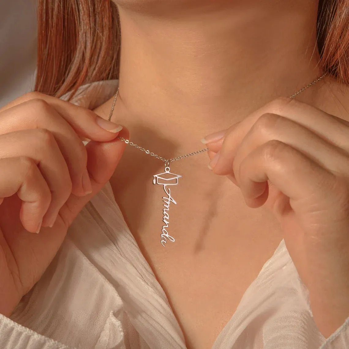 Custom Graduation Cap Name Necklace sold by Anavia product image thumbnail 2