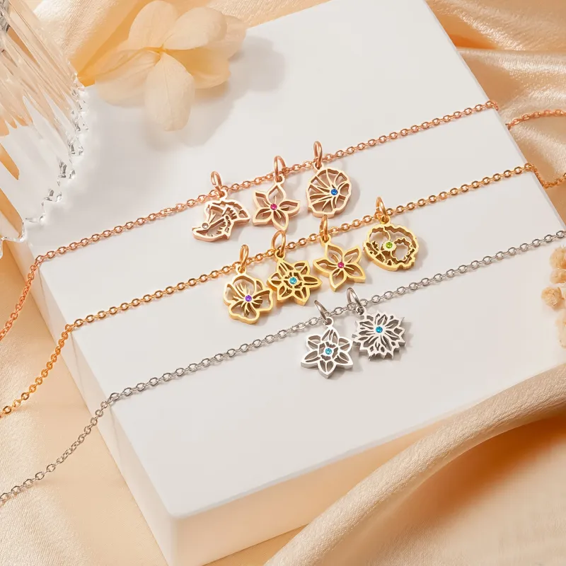 Birth Flower Charm Necklace sold by Anavia