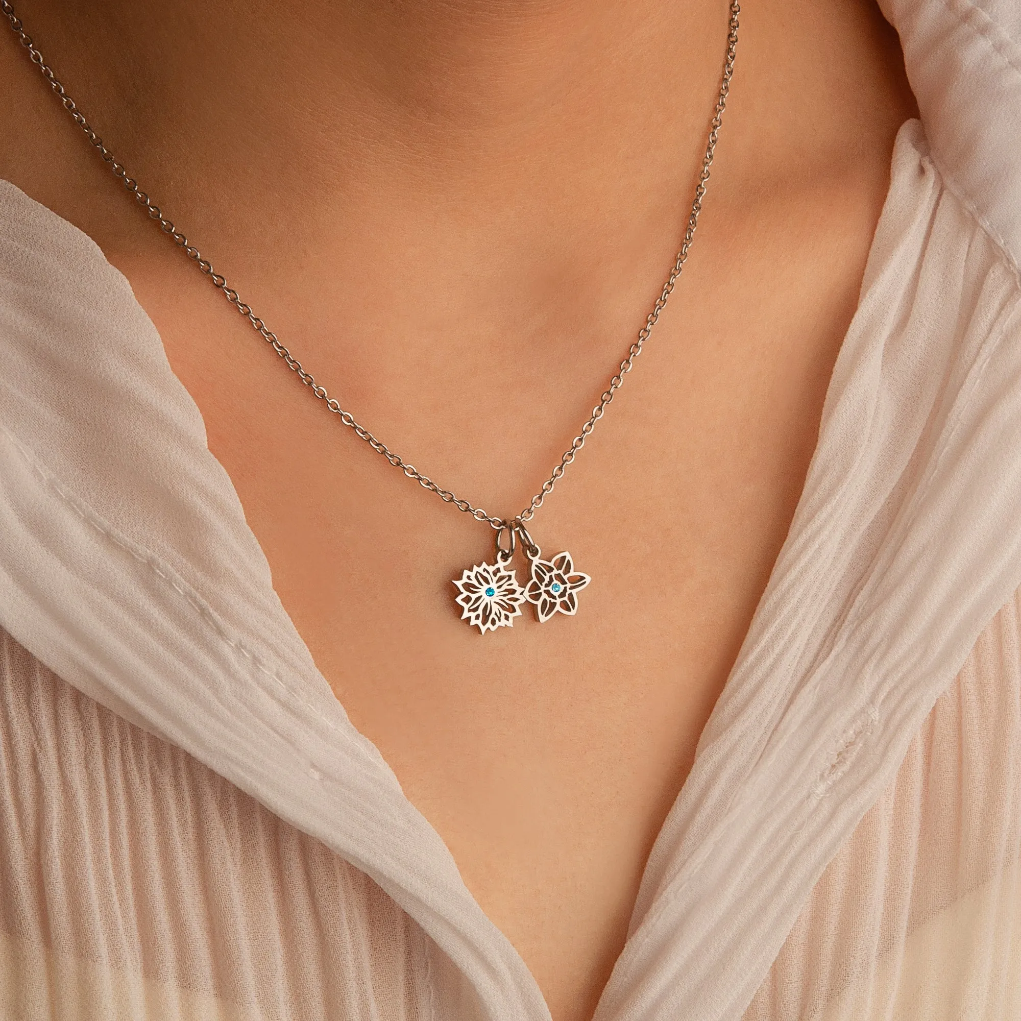 Birth Flower Charm Necklace sold by Anavia product image thumbnail 3