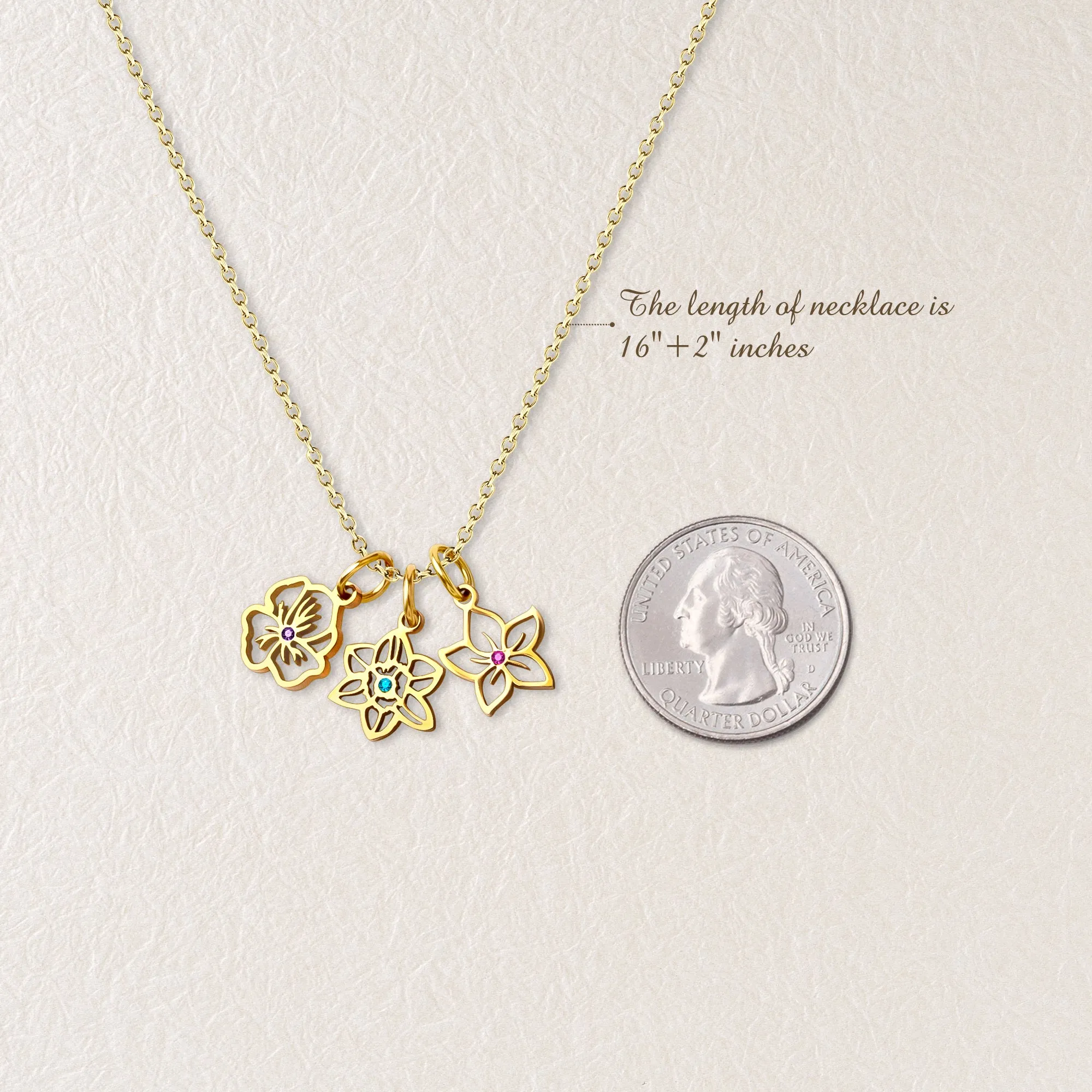 Birth Flower Charm Necklace sold by Anavia product image thumbnail 2