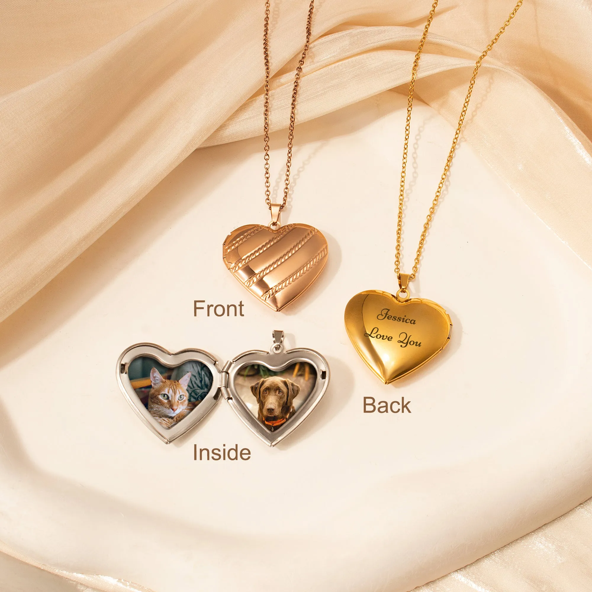 Diagonal Stripes Photo Heart Locket sold by Anavia product image thumbnail 3