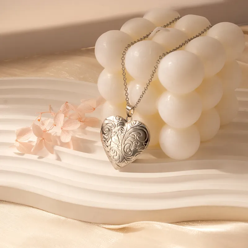 Custom Plant Pattern Photo Heart Locket sold by Anavia