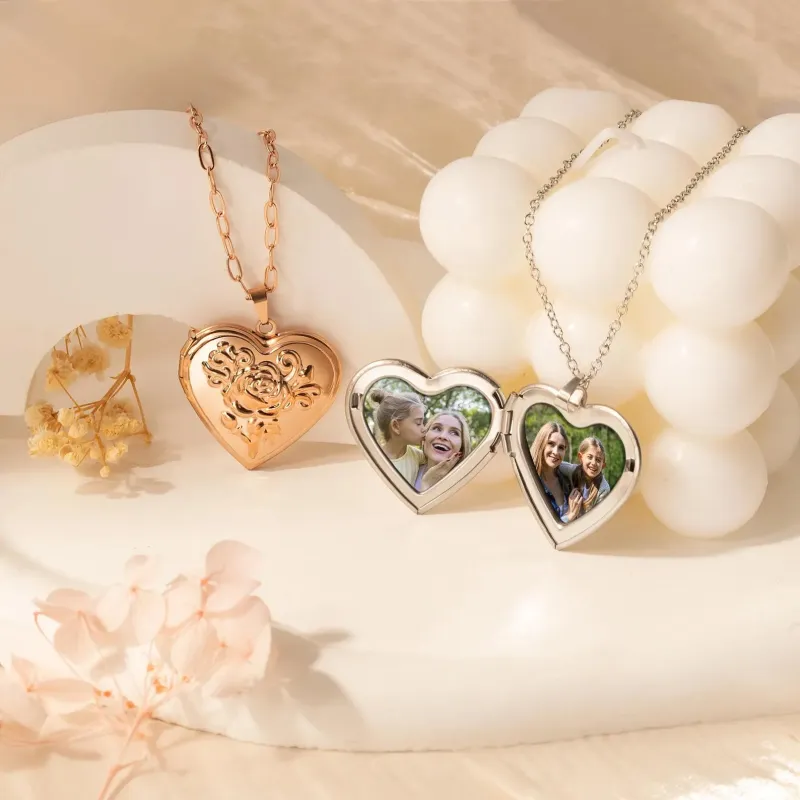 Custom Rose Photo Heart Locket sold by Anavia