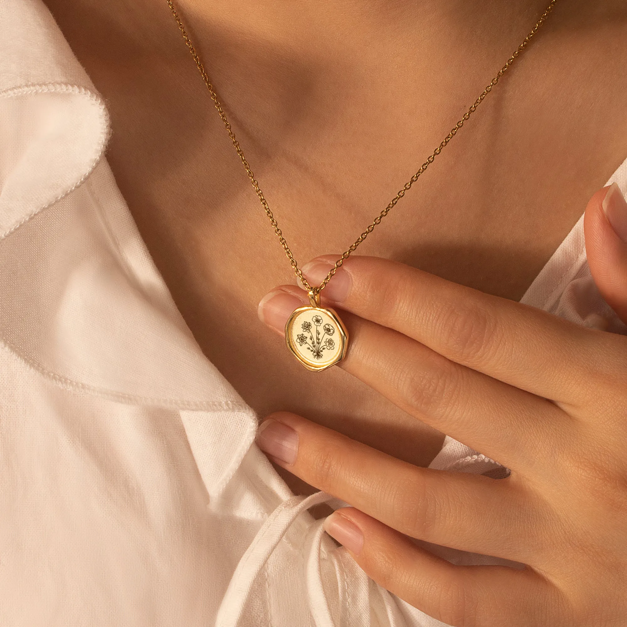 Custom Flower Bouquet Stamped Necklace sold by Anavia product image thumbnail 2