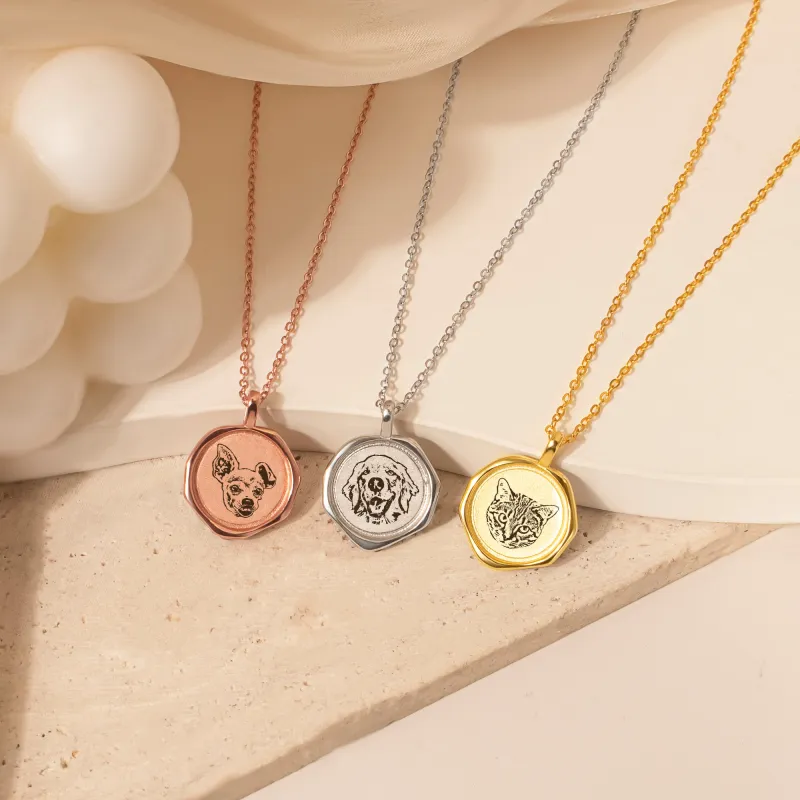 Pet Portrait Stamped Necklace sold by Anavia