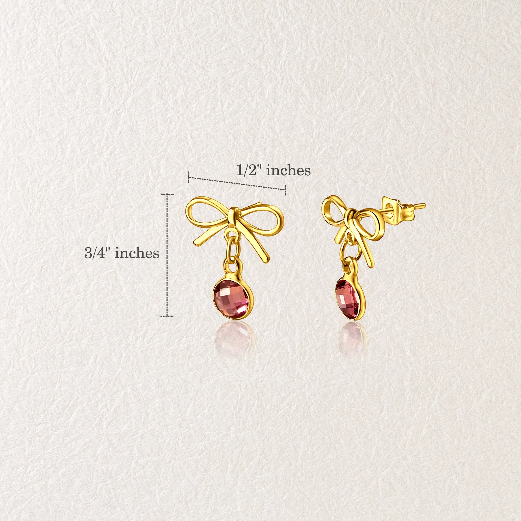 Gold Birthstone Bow Earrings sold by Anavia product image thumbnail 3