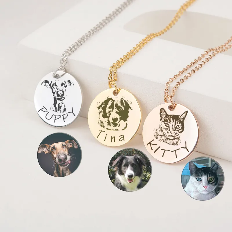 Round Pet Portrait Necklace sold by Anavia