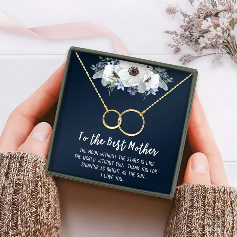 To the Best Mother - Infinity Rings Necklace - Blue Card sold by Anavia
