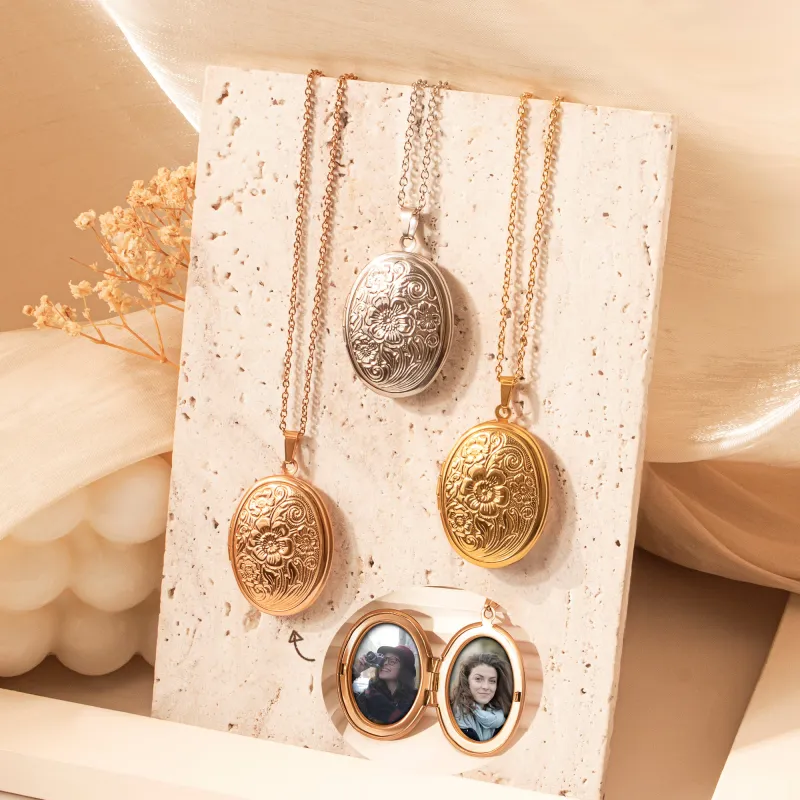 Vintage Oval Photo Locket Necklace sold by Anavia