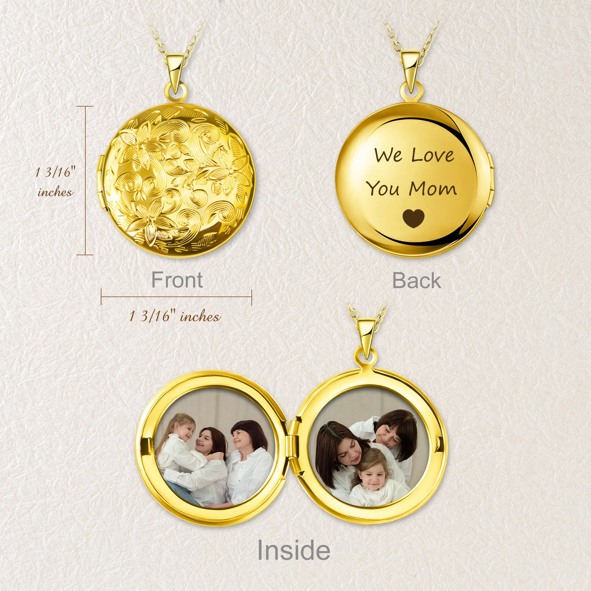 Vintage Flower Round Photo Locket Necklace sold by Anavia product image thumbnail 4