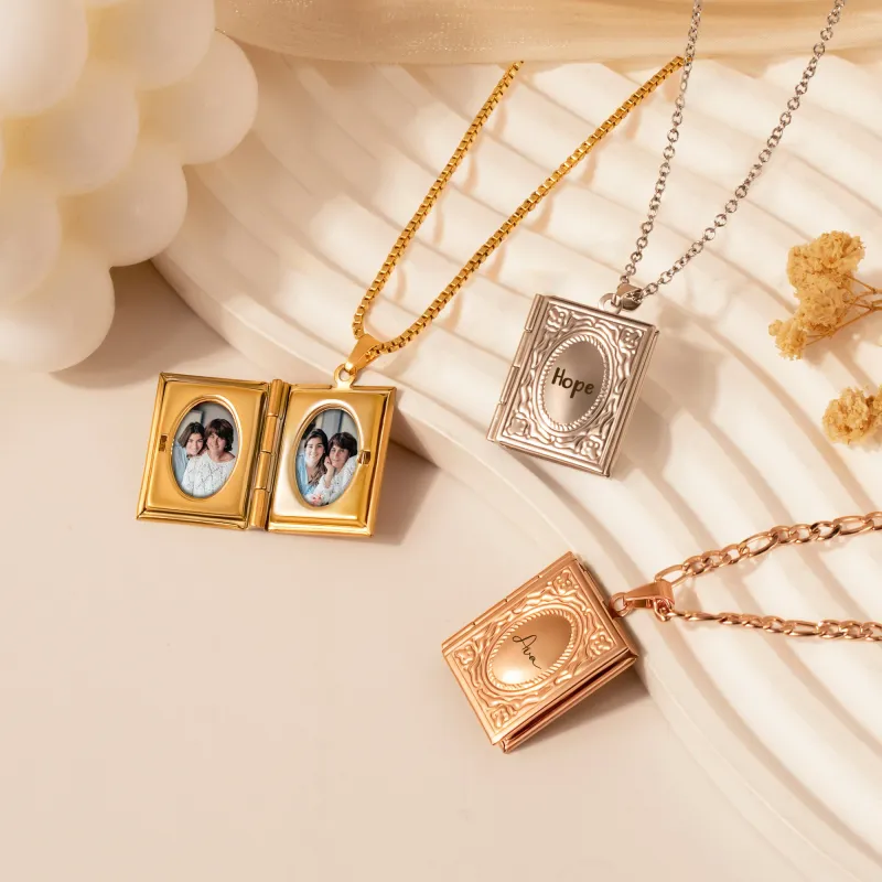 18K Gold Vintage Square Locket Necklace sold by Anavia