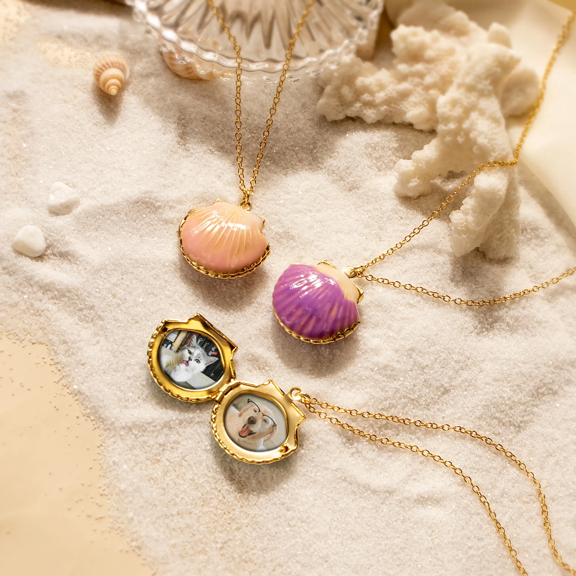 Custom Seashell Pet Photo Locket Necklace sold by Anavia