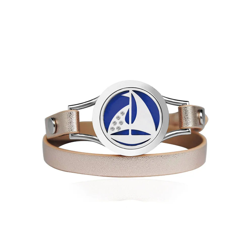Sailboat Double Strap Leather Bracelet sold by Anavia