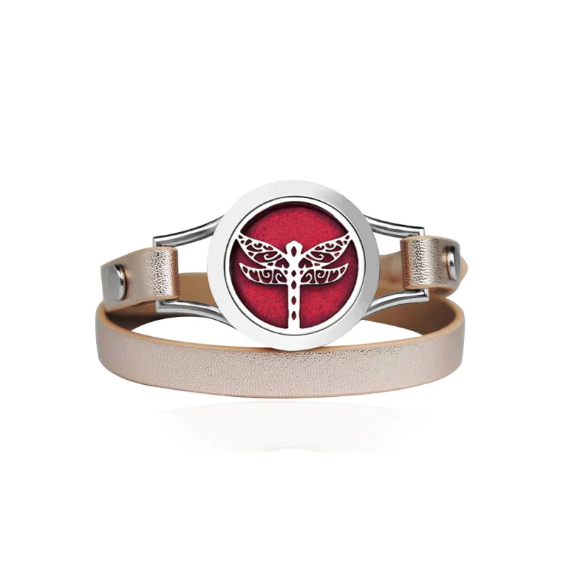 Dragonfly Double Strap Leather Bracelet sold by Anavia