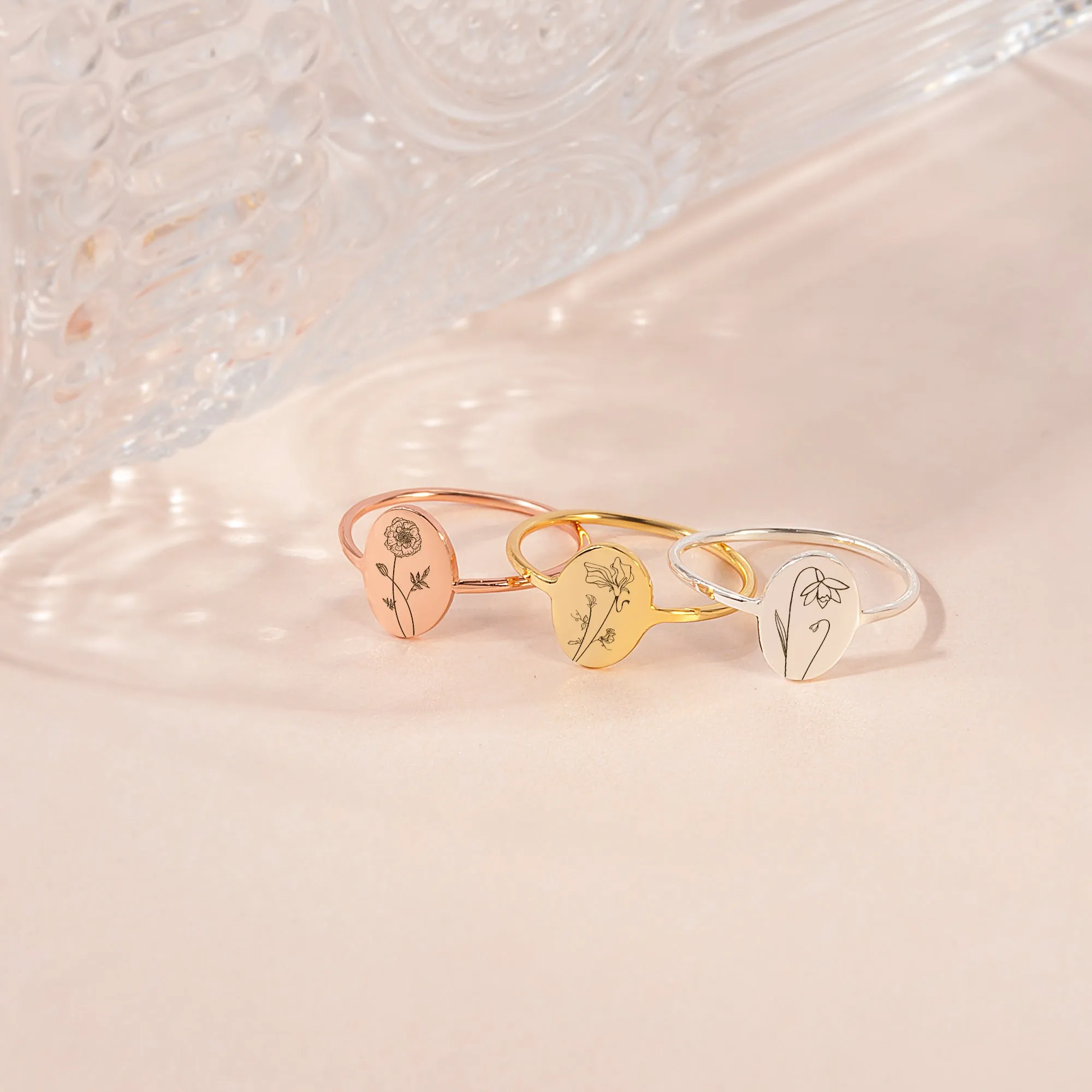 Birth Flower Sterling Silver Ring sold by Anavia