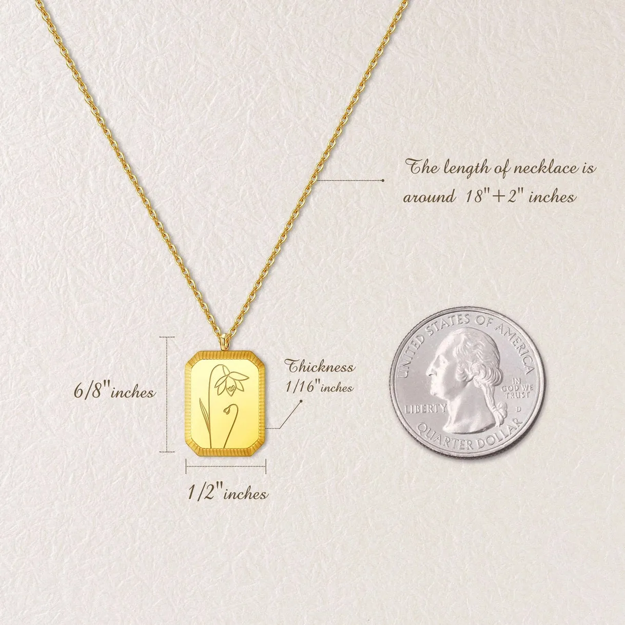 "To My Beautiful Mom" Rectangle Birth Flower Necklace sold by Anavia product image thumbnail 5