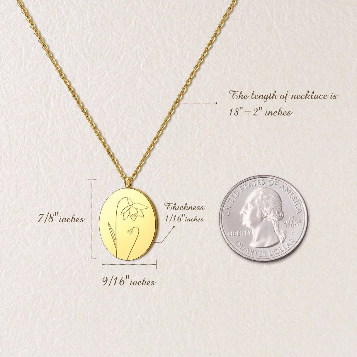 "To the Best Mother" Oval Birth Flower Necklace sold by Anavia product image thumbnail 5