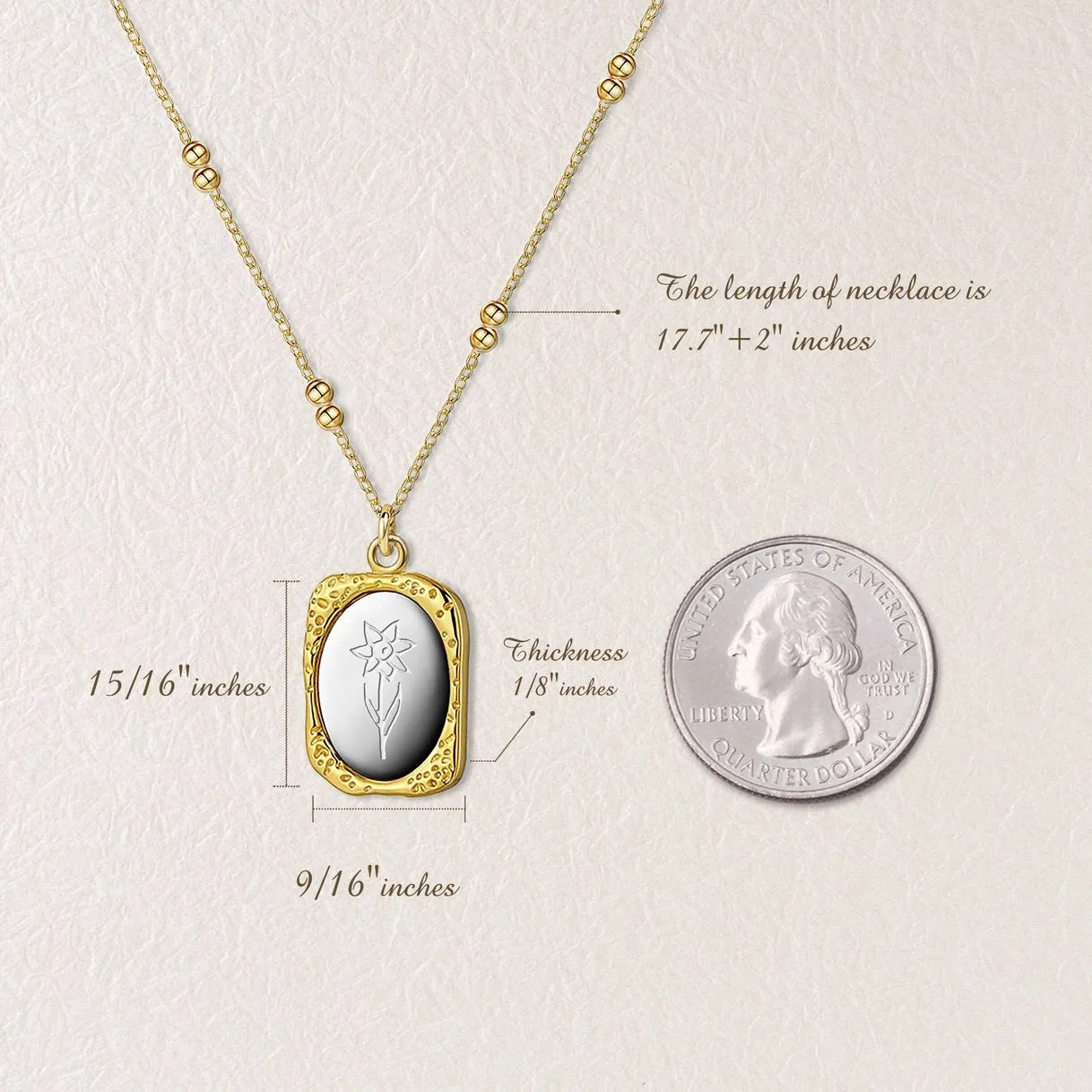 "To the Best Mother" Vintage Mirror Birth Flower Necklace sold by Anavia product image thumbnail 5