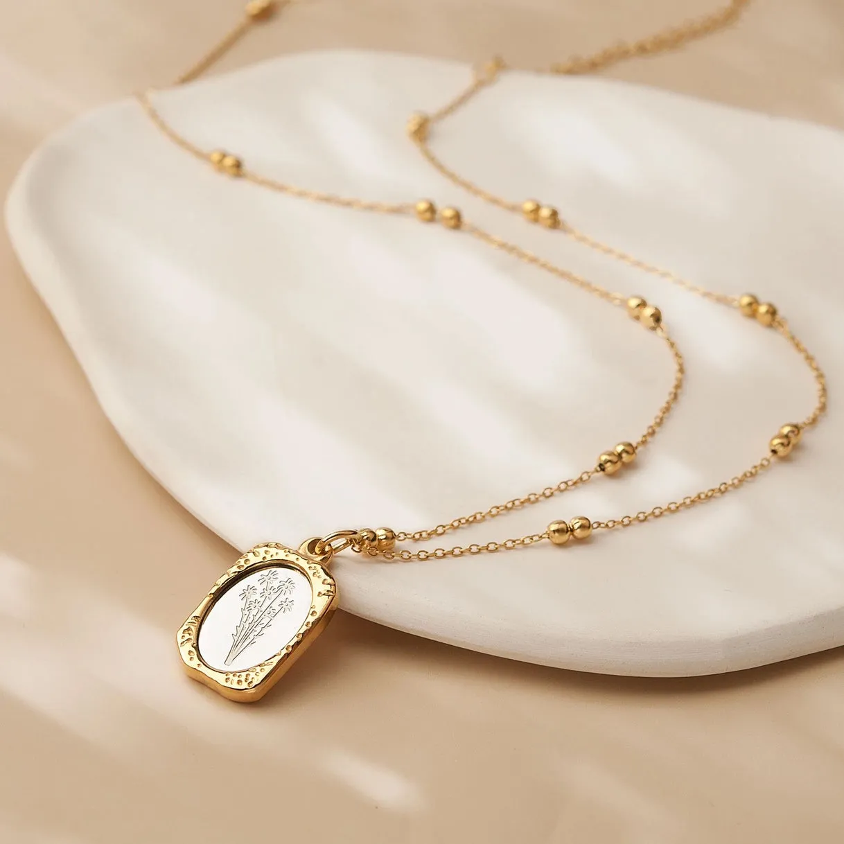 "To my Beautiful Mother" Vintage Mirror Birth Flower Necklace sold by Anavia product image thumbnail 5