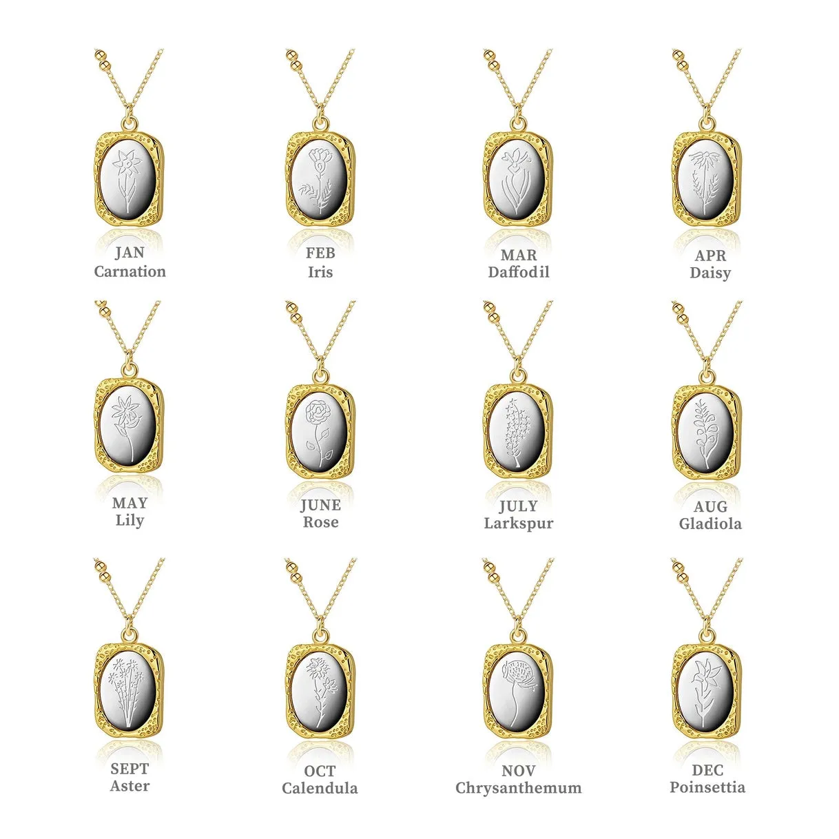 "To an Amazing New Mom" Vintage Mirror Birth Flower Necklace sold by Anavia product image thumbnail 3