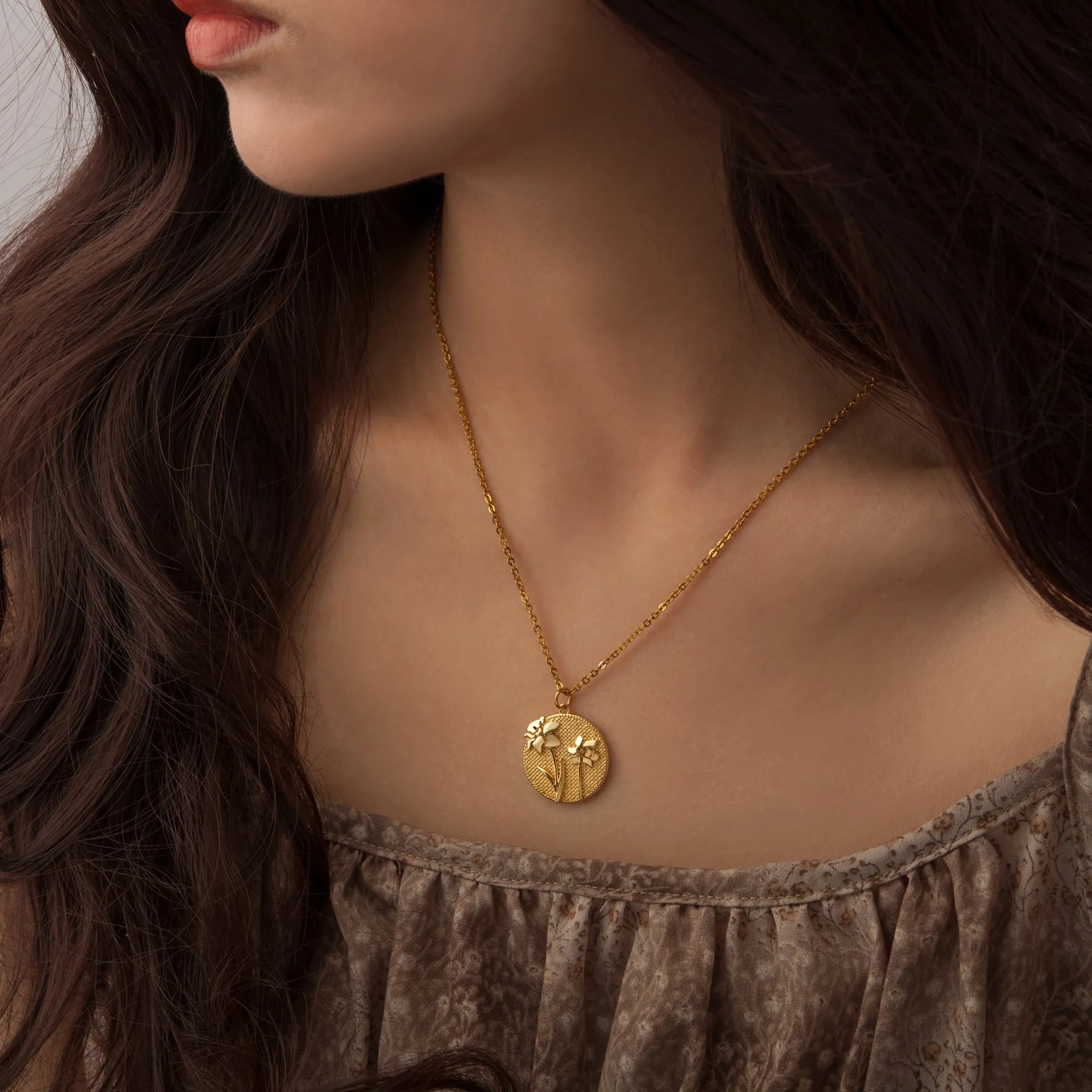 Embossed 3D Birth Flower Necklace sold by Anavia product image thumbnail 2