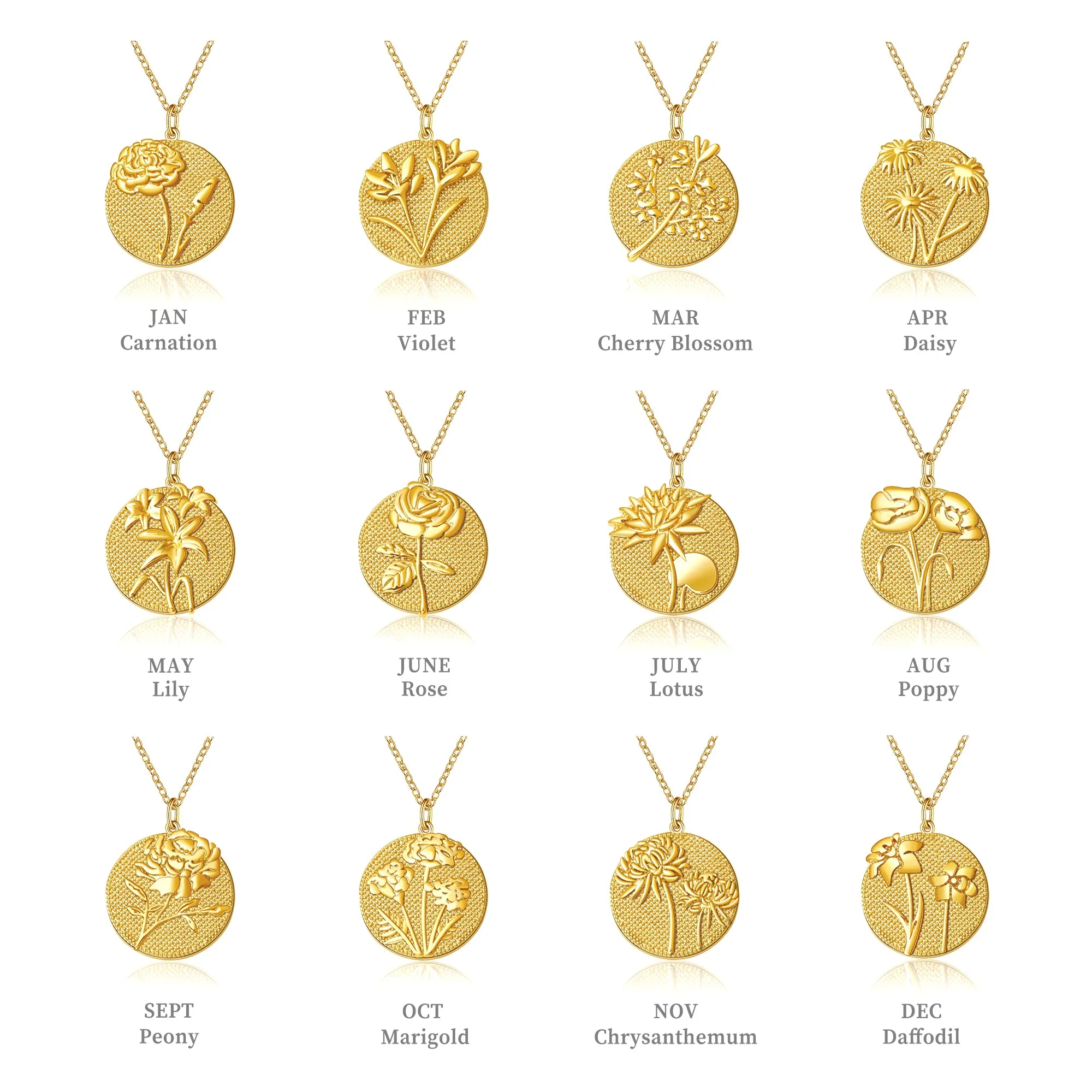 Embossed 3D Birth Flower Necklace sold by Anavia product image thumbnail 5