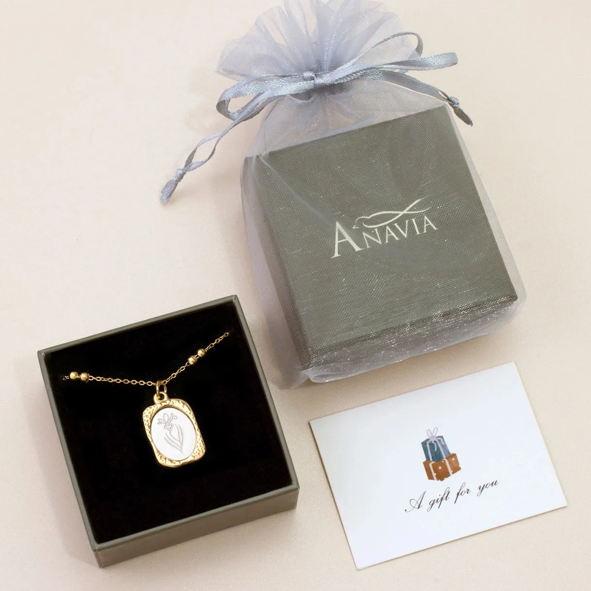 "I Love You Mom" Vintage Mirror Birth Flower Necklace sold by Anavia product image thumbnail 5