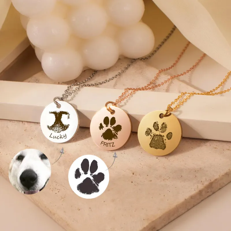 Paw Print - Nose Print Memorial Necklace sold by Anavia