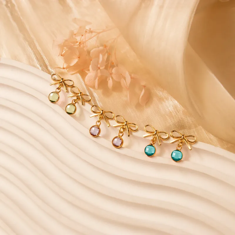 Birthstone Bow Earring sold by Anavia