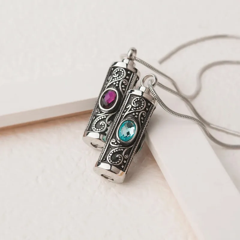 Crystal Vintage Cylinder Memorial Necklace sold by Anavia