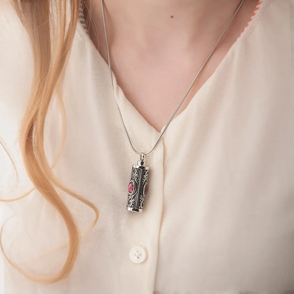 Crystal Vintage Cylinder Memorial Necklace sold by Anavia product image thumbnail 2